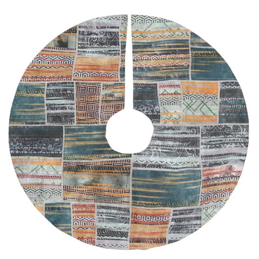 Patchwork collage mix, quilt patroon print. kerstboom rok (Voorkant)