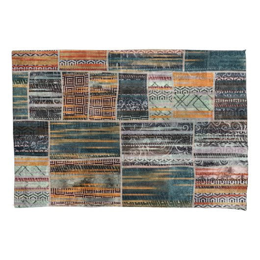 Patchwork collage mix, quilt patroon print. kussensloop (Voorkant)