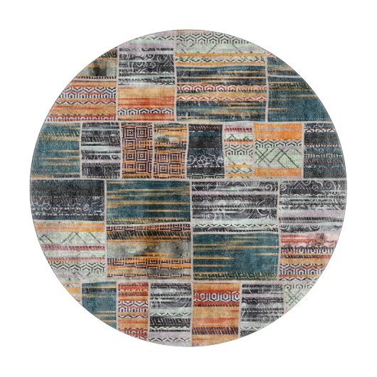 Patchwork collage mix, quilt patroon print. snijplank (Voorkant)
