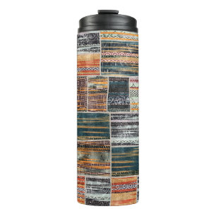 Patchwork collage mix, quilt patroon print. thermosbeker