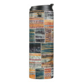 Patchwork collage mix, quilt patroon print. thermosbeker (Gedraaid links)