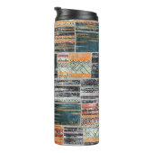 Patchwork collage mix, quilt patroon print. thermosbeker (Geroteerd rechts)