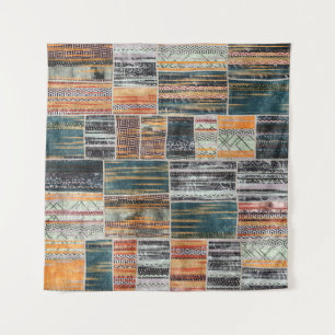 Patchwork collage mix, quilt patroon print. wandkleed