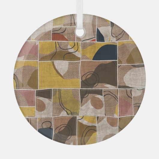 Patchwork collage quilt: gemengde print. glas ornament (Voorkant)