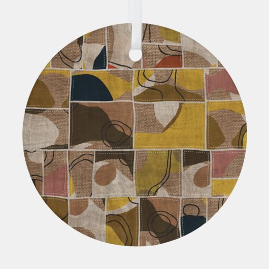 Patchwork collage quilt: gemengde print. glas ornament (Achterkant)