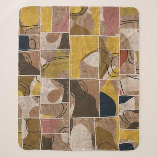 Patchwork collage quilt: gemengde print. sherpa deken (Voorkant)