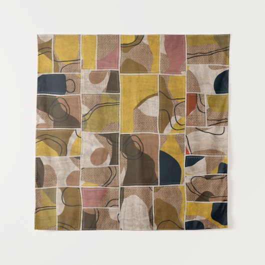 Patchwork collage quilt: gemengde print. wandkleed (Voorkant (horizontaal))