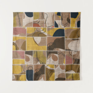 Patchwork collage quilt: gemengde print. wandkleed