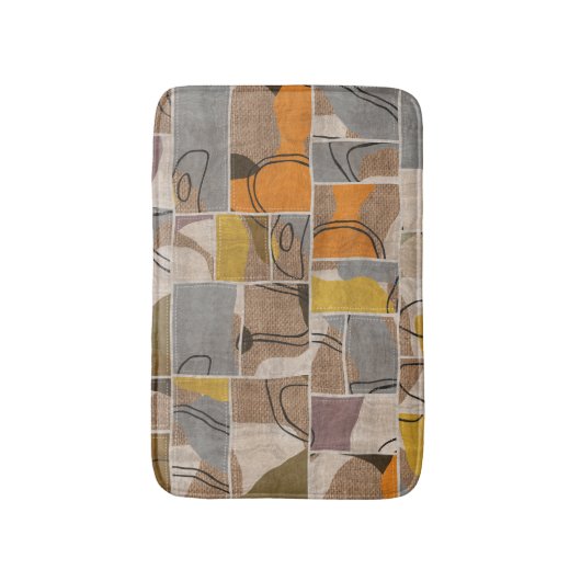 Patchwork collage, quilt mix patroon badmat (Voorkant Verticaal)