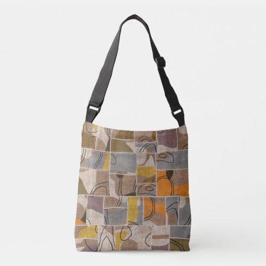 Patchwork collage, quilt mix patroon crossbody tas (Voorkant)