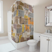Patchwork collage, quilt mix patroon douchegordijn (In situ)