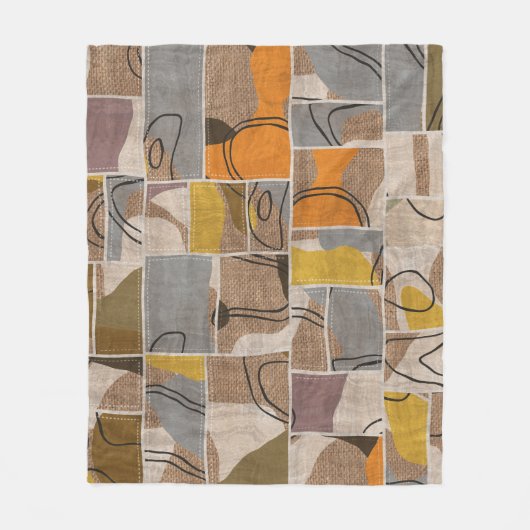 Patchwork collage, quilt mix patroon fleece deken (Voorkant)