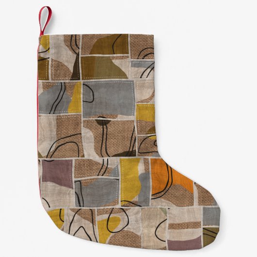 Patchwork collage, quilt mix patroon kleine kerstsok (Voorkant)