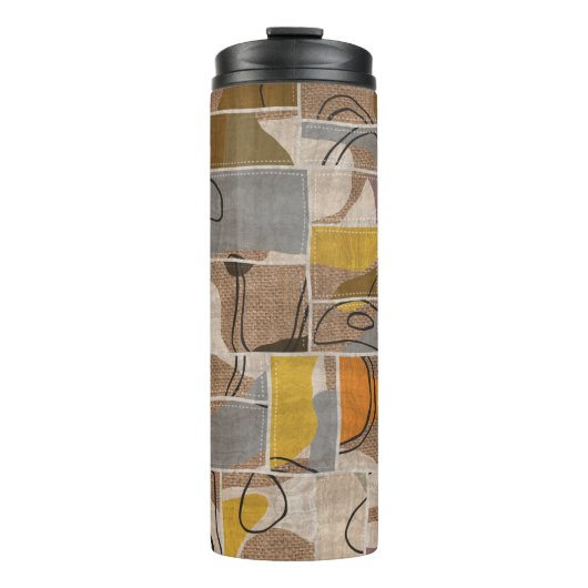 Patchwork collage, quilt mix patroon thermosbeker (Voorkant)