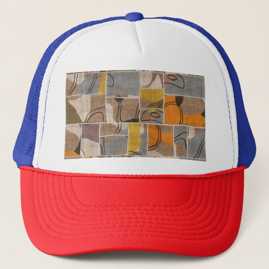 Patchwork collage, quilt mix patroon trucker pet (Voorkant)