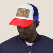 Patchwork collage, quilt mix patroon trucker pet (In situ)