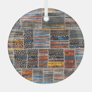 Patchwork Collage: Quiltpatroon Extravaganza Glas Ornament