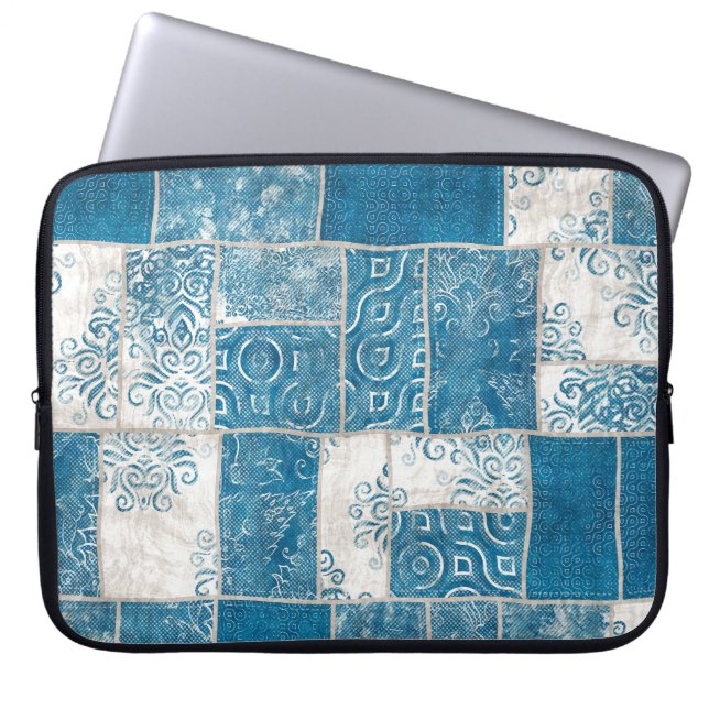 Patchwork Collage: Quiltpatroon Mix Laptop Sleeve (Voorkant)