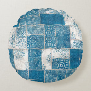 Patchwork Collage: Quiltpatroon Mix Rond Kussen