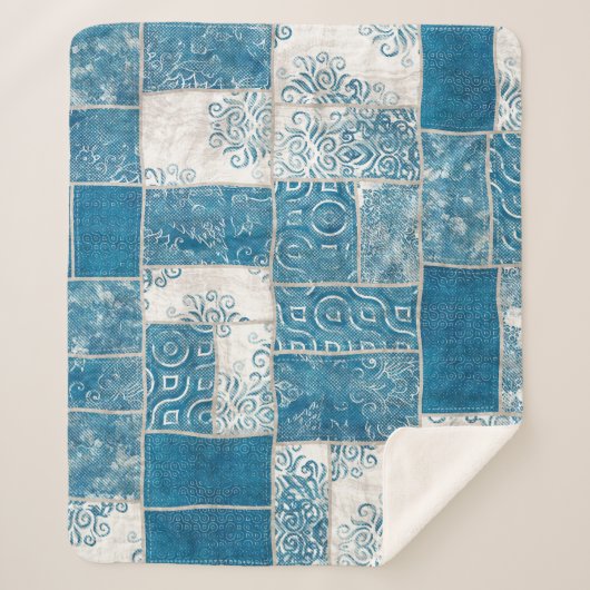 Patchwork Collage: Quiltpatroon Mix Sherpa Deken (Voorkant)