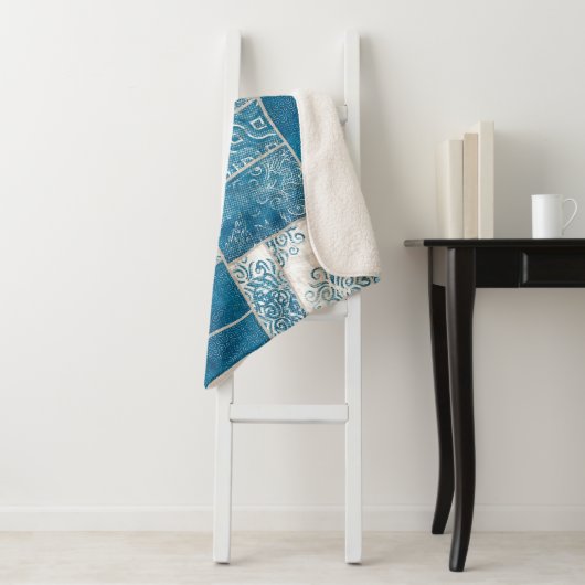 Patchwork Collage: Quiltpatroon Mix Sherpa Deken (In situ)