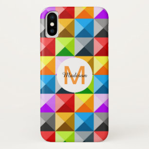 Patchwork Colorful geometrisch patroon Monogram iPhone X Hoesje