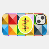 Patchwork Colorful geometrisch patroon Monogram iPhone Hoesje (Achterkant horizontaal)