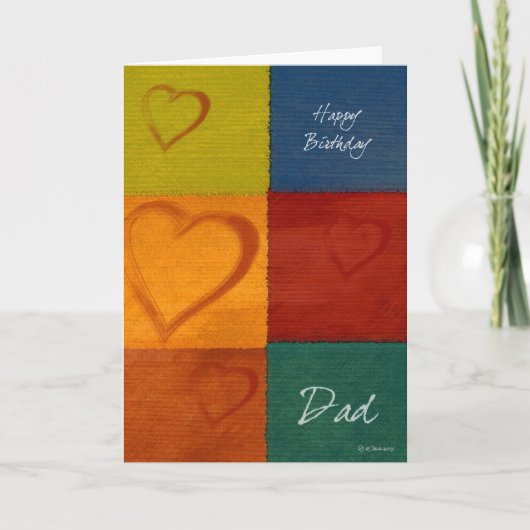 Patchwork Colors and Hearts Father's Birthday Card Kaart (Voorkant)
