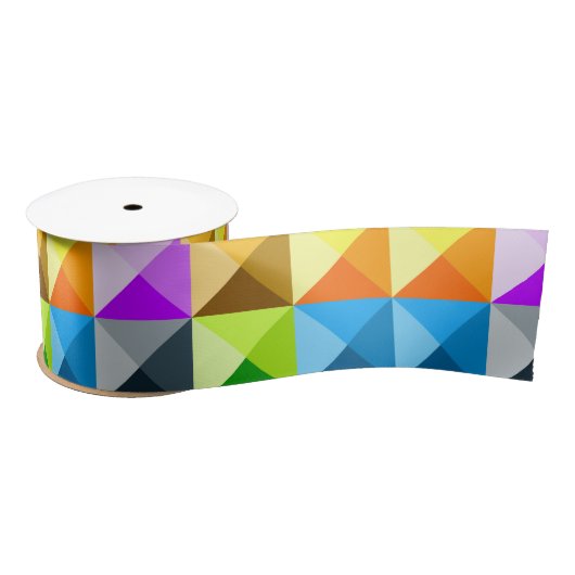 Patchwork Cool Colorful driehoek geometrisch patro Satijnen Lint (Spoel)