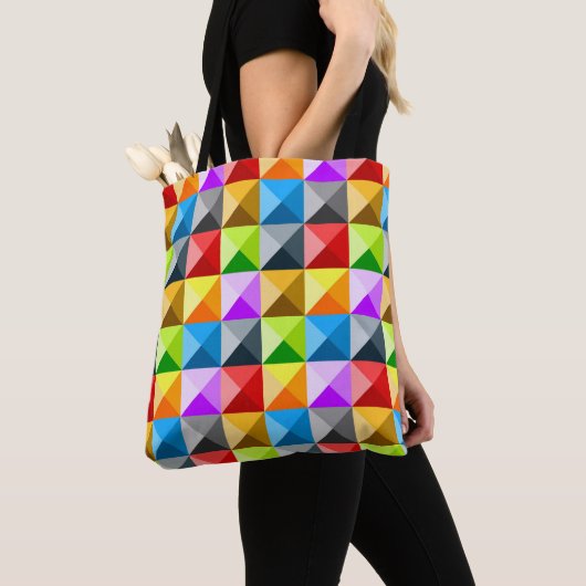 Patchwork Cool Colorful driehoek geometrisch patro Tote Bag (Dichtbij)