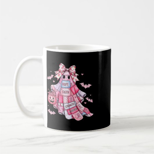 Patchwork Coquette Bow borstkanker Ghost Hallowe Koffiemok (Links)