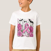Patchwork Coquette Bow borstkanker Ghost Hallowe T-shirt (Voorkant)