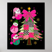 Patchwork Coquette Bow Xmas Snowman Holiday Christ Poster (Voorkant)