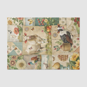 Patchwork Cottagecore Boerderij Dieren Ambacht Tissuepapier
