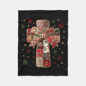 Patchwork Cross Christian Christmas Coquette Bow Fleece Deken (Voorkant)