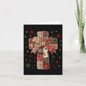 Patchwork Cross Christian Christmas Coquette Bow Kaart (Voorkant)