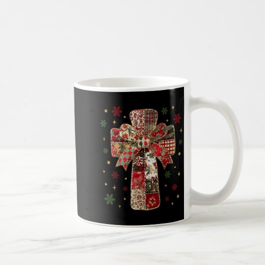 Patchwork Cross Christian Christmas Coquette Bow  Koffiemok (Rechts)