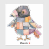 Patchwork Crow Bird Sticker (Vel)
