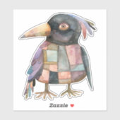 Patchwork Crow Bird Sticker (Vel)
