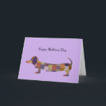 Patchwork Dachshund Moederdag Kaart<br><div class="desc">Je kunt je achtergrond elke kleur geven die je kiest,  en je jouw tekst veranderen voor je eigen speciale gelegenheid,  zoals je verjaardag,  je verjaardag enz.</div>