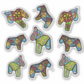 Patchwork Dala Horses Sticker (Voorkant)
