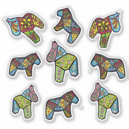 Patchwork Dala Horses Sticker (Voorkant)