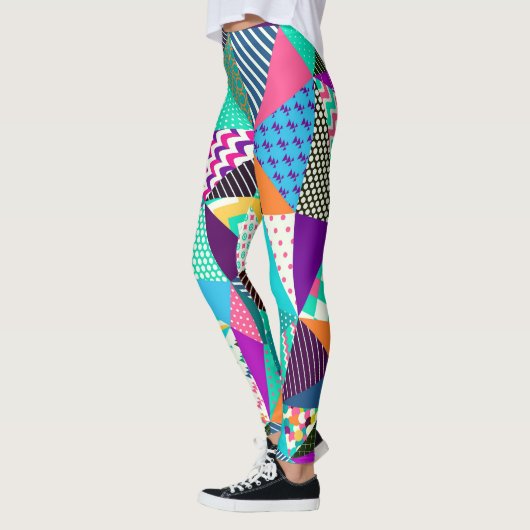  patchwork decoratief patroonontwerp leggings (Links)