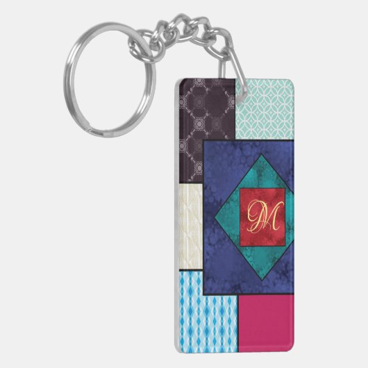 Patchwork Dekenge Monogram Sleutelhanger (Voorkant Links)