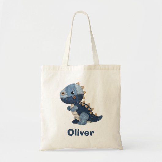Patchwork Denim Baby T-Rex Tote Bag (Voorkant)