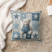 Patchwork Denim Bear Baby Square Throw Pillow Kussen (Deken)