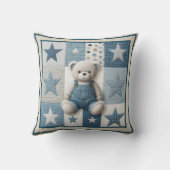 Patchwork Denim Bear Baby Square Throw Pillow Kussen (Achterkant)