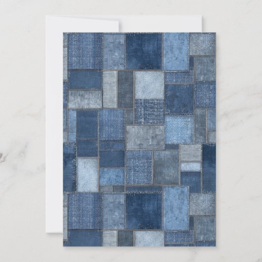 Patchwork Denim Bear Boy Blue Jean Baby Shower Kaart (Achterkant)