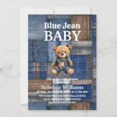 Patchwork Denim Bear Toy Blue Jean Baby Shower Kaart (Voorkant)