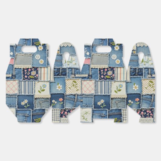 Patchwork Denim Bedankdoosjes (Ongevouwen)